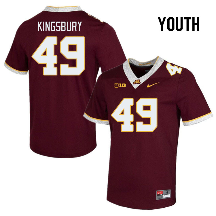 Youth #49 Matt Kingsbury Minnesota Golden Gophers College Football Jerseys Stitched Sale-Maroon